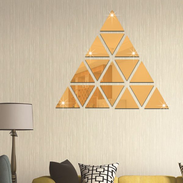 16 Pcs/set Triangular Mirror Sticker 3d Acrylic Mirrored