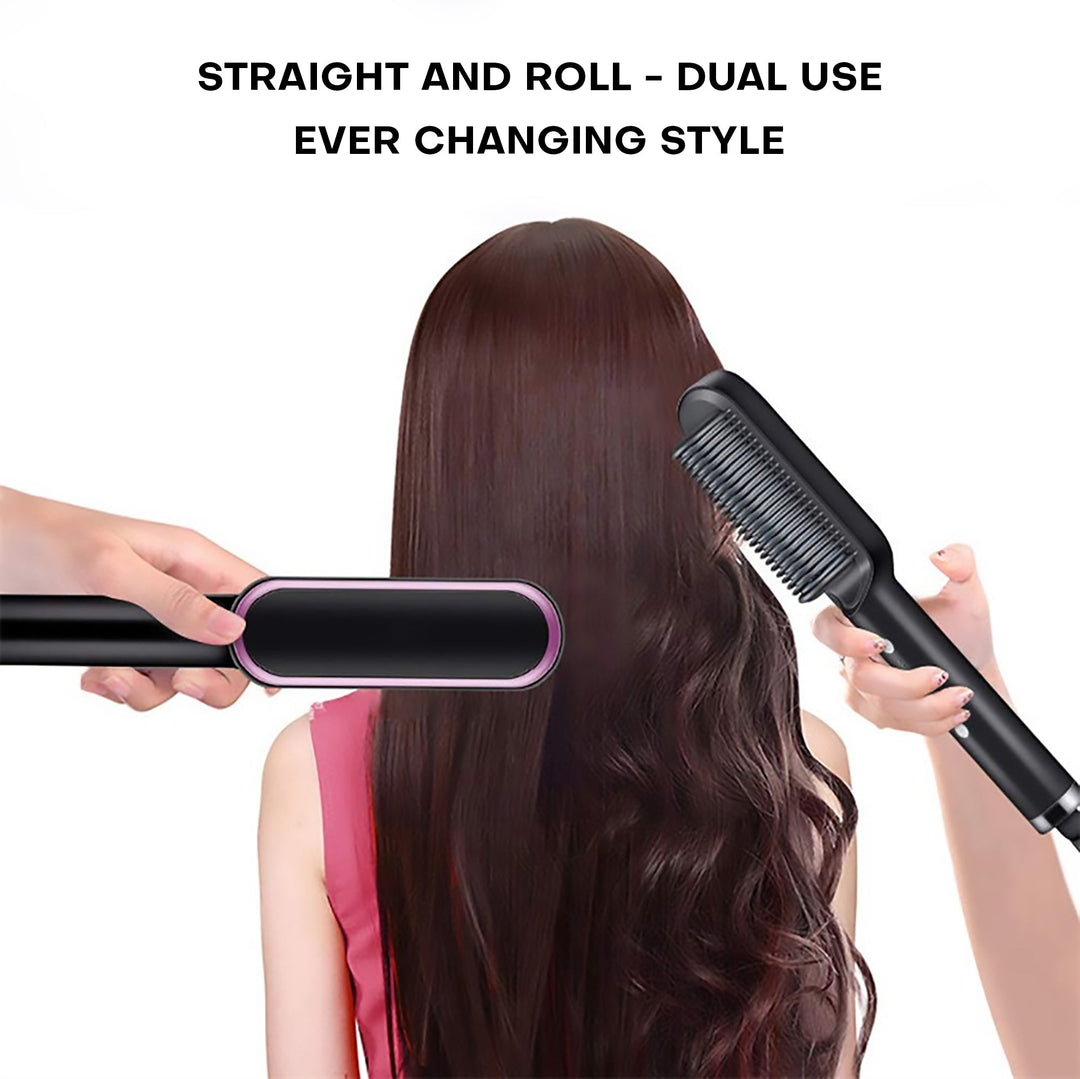 Hair Straightener Iron Brush Straight Hair Comb 2-in-1 Hair Straightener