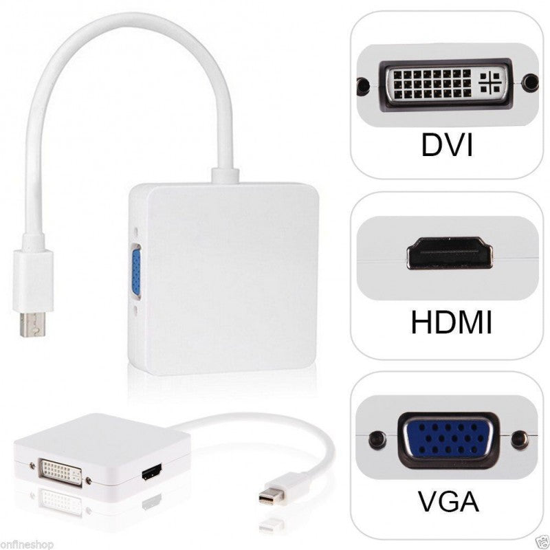 Mini-DisplayPort To HDMI / DVI / VGA Cable Adapter