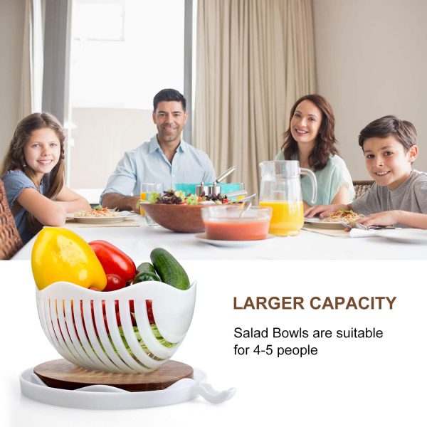 Salad Cutter Bowl, Salad Bowl Family Wooden Base Upgraded Vegetable Cutter