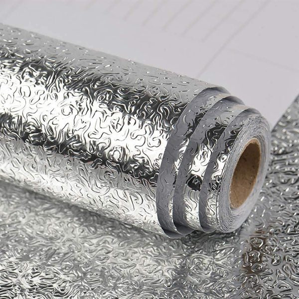 Self Adhesive Silver Aluminum Foil Sheet For Kitchen (60x200cm)