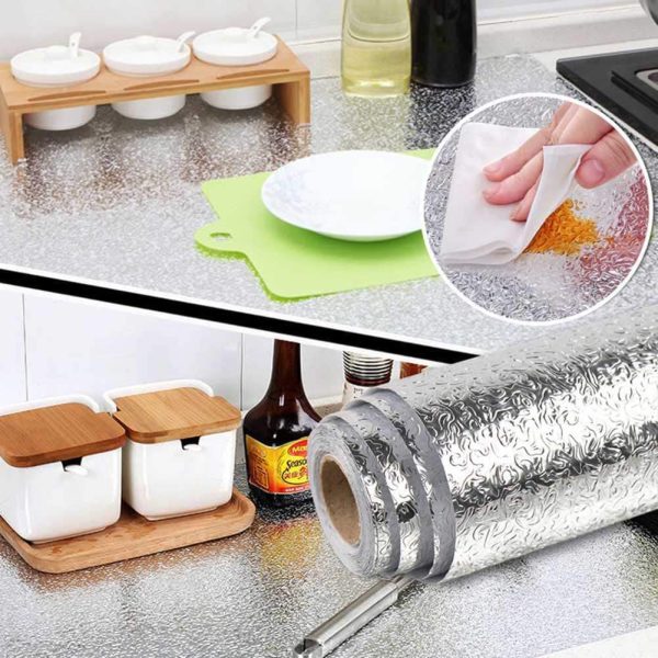 Self Adhesive Silver Aluminum Foil Sheet For Kitchen (60x200cm)