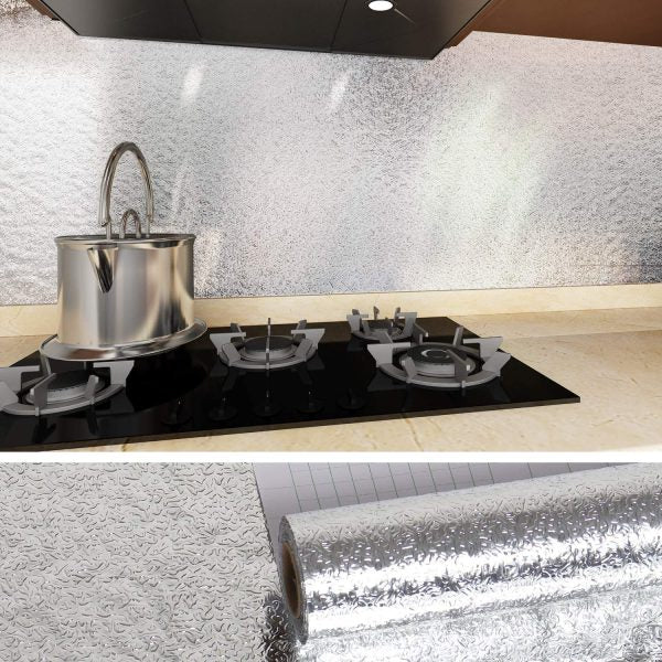 Self Adhesive Silver Aluminum Foil Sheet For Kitchen (60x200cm)