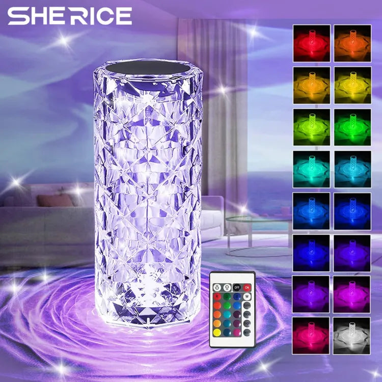 Crystal Lamp Rose Light Diamond Lamp 16 Colors Changing with Remote Control